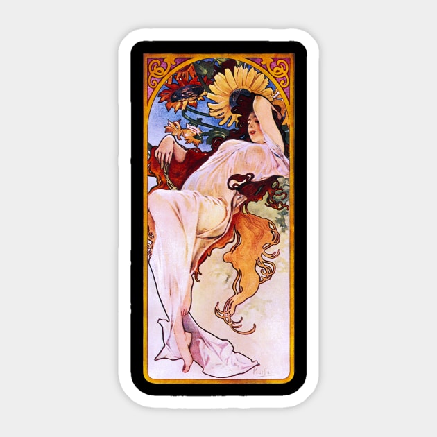 Alphonse Mucha - Summer Sticker by kaliyuga